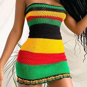 Caribbean Multicolor Strapless Knit Dress